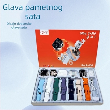 R0ck-004 Pametni sat 13-u-1 set ULTRA3+S10 – AMOLED zaslon, Bluetooth pozivi, mjerenje otkucaja srca, praćenje sna, bežično punjenje