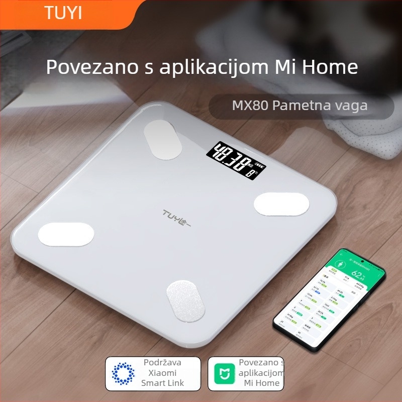 Way One MX80 digitalna vaga za tijelo s LCD zaslonom, 360 kg kapacitet, kaljeno staklo, baterija/punjenje