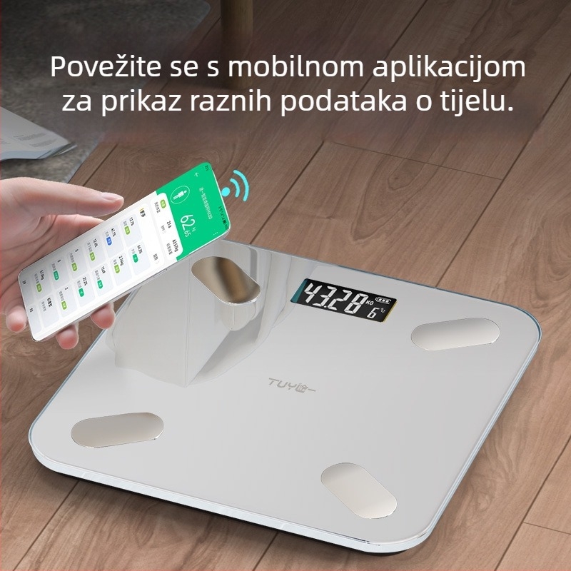 Way One MX80 digitalna vaga za tijelo s LCD zaslonom, 360 kg kapacitet, kaljeno staklo, baterija/punjenje