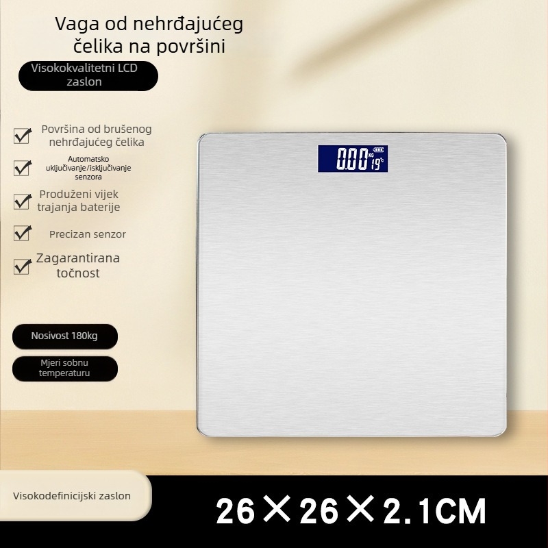 Domaća digitalna vaga za mjerenje tjelesne težine – visoka preciznost, napajanje baterijom, mjerenje tjelesne težine, maksimalna nosivost 150 kg