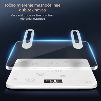 Elektronska vaga za tijelo i masnoću, s kaljenim staklom, inteligentno mjerenje masnoće, za kućnu upotrebu