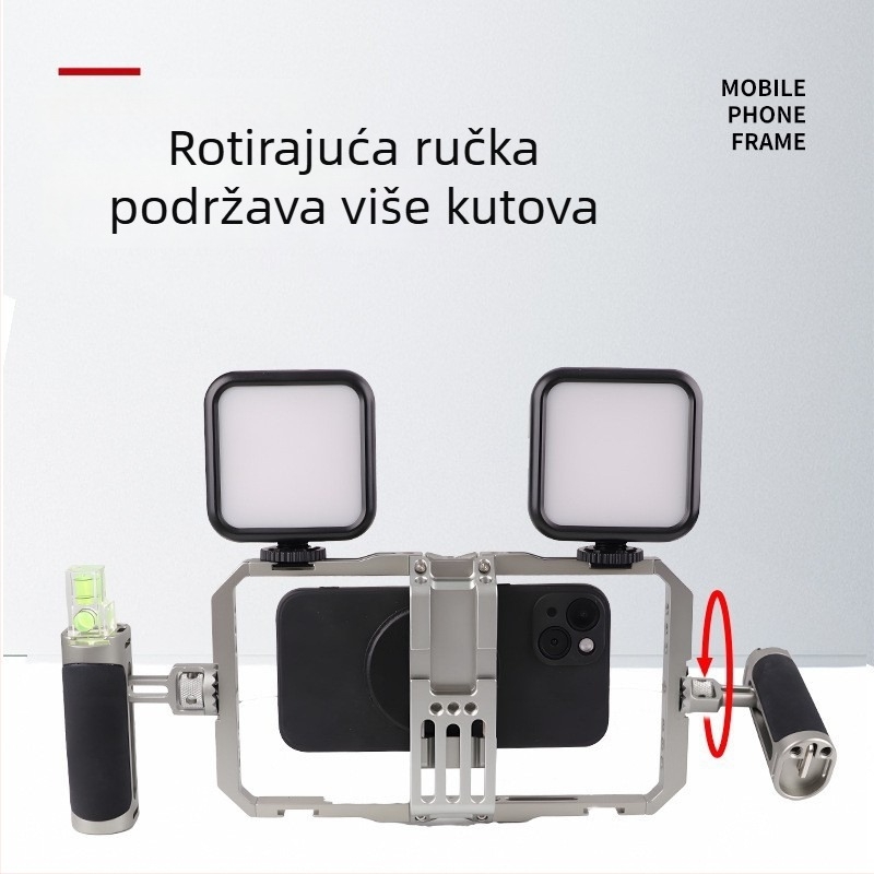 Stabilizator videa za mobitel za vlog, protiv podrhtavanja stativ, set mikrofona i rasvjete, ručni okvir za prijenos uživo