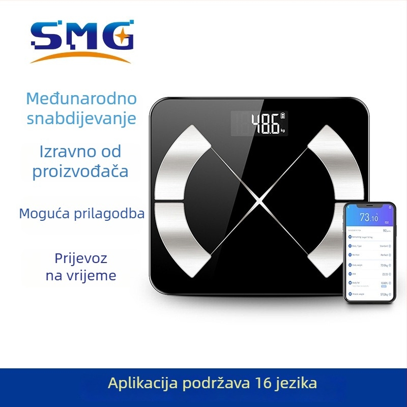 Elektronska Bluetooth vaga za tijelo, marka ACCUWAY/aikangwei, maksimalna nosivost 180 kg, pakiranje 10 setova po kutiji