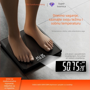Digitalna vaga za tjelesnu masu s mjerenjem masnog tkiva i vode, kapacitet 3–180 kg, 2-inčni LCD zaslon, kaljeno staklo, model B88