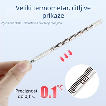 Stakleni termometar s trokutastim štapom za odrasle i djecu, brzo mjerenje temperature, za oralno i pazuh mjerenje