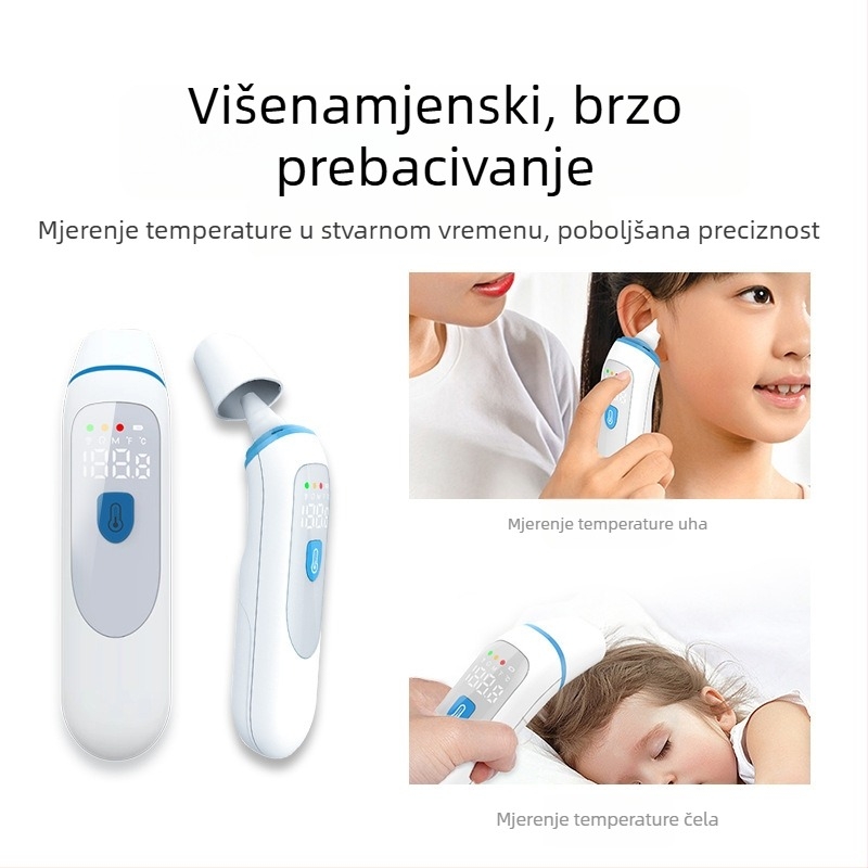 Infracrveni termometar za čelo i uho – dvostruki način rada, očitanje u 1 sekundi, model 809, AAA×2 baterije