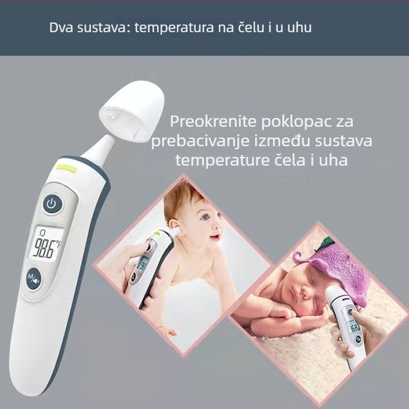 Gold diagnosis IR100 bezkontaktan infracrveni termometar za mjerenje tjelesne, predmetne i prostor temperature; ručni, prenosni, s načinima kontakta i bezkontakta; baterija 2x AAA za više od 3000 mjerenja; odobrenje Guangdong strojarstvo 20202071679