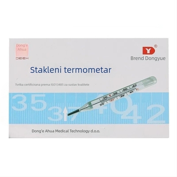 Stakleni medicinski termometar sa živom za aksilarno mjerenje – za djecu i odrasle, Dongyue, model Internal Standard Type