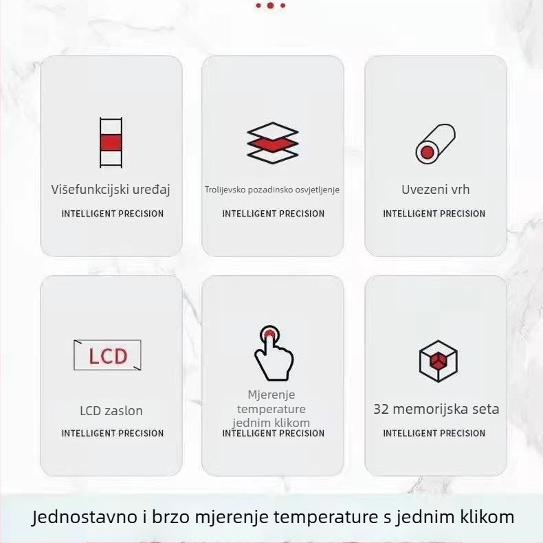 Čelo infracrveni termometar, bez kontakta, ručni digitalni termometar (3–5 cm)
