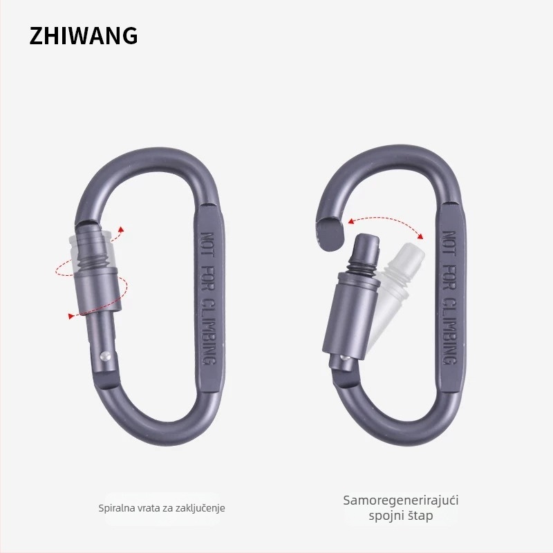 D-tip aluminijski kopčasti zatvarač za vanjsku opremu, nosivost 40 kg, Marka Expectation, Model HJGK