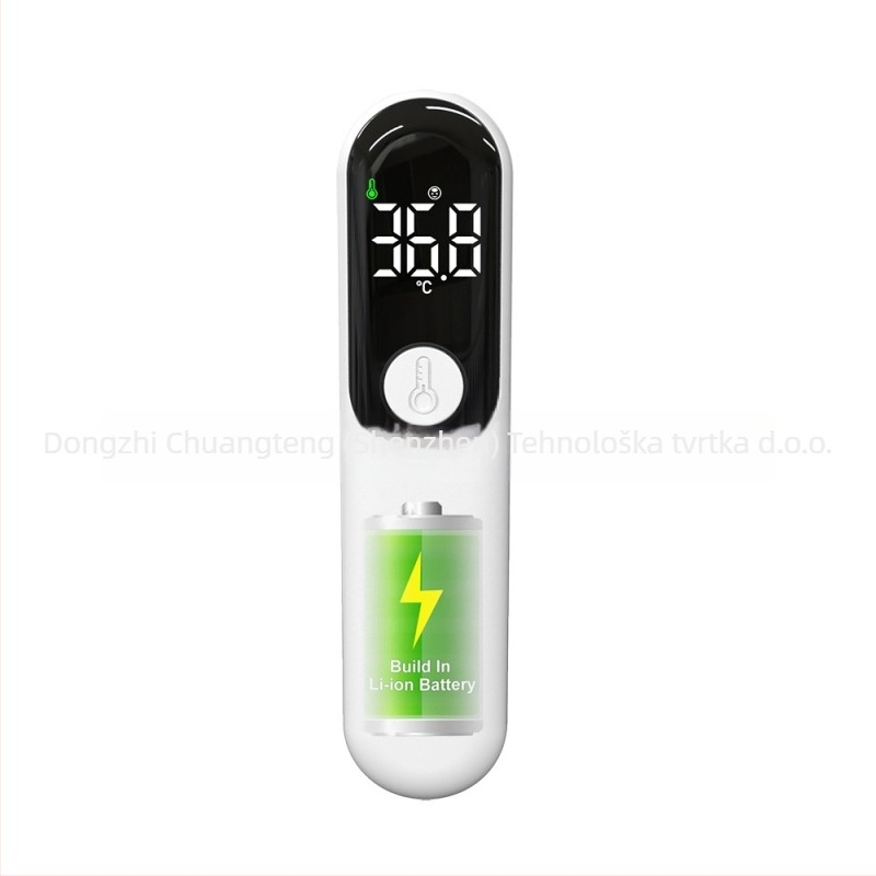 AD811 Mini bezkontakni infracrveni termometar za čelo – mjeri tjelesnu i objektnu temperaturu, raspon 32.0–42.9°C, udaljenost mjerenja 3–5 cm, trobojna LED indikacija i zvučno upozorenje, pogodan za djecu i odrasle