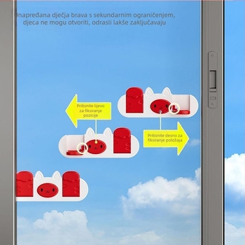 Vrata sigurnosna brava i zaustavljač – za prozore i garderobu, klizna vrata, dječja sigurnost, model 25R