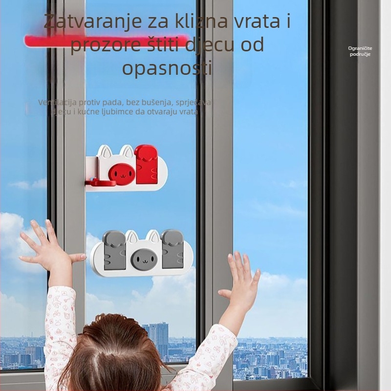 Vrata sigurnosna brava i zaustavljač – za prozore i garderobu, klizna vrata, dječja sigurnost, model 25R