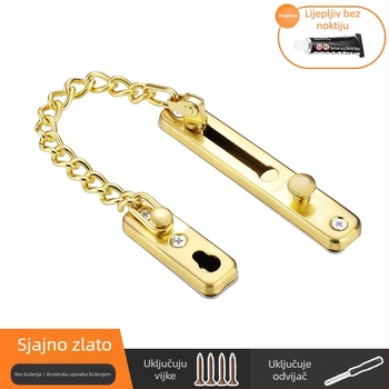 Brava za vrata s lancem protiv krađe, od nehrđajućeg čelika 304, marka Flat Ring, model Style 2, za vrata ormarića, moderan jednostavan stil, elektroplatirani završni sloj