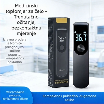 Ne-kontaktni infracrveni termometar za čelo s LCD zaslonom, brzo i precizno očitavanje, alarm za visoku temperaturu, dvostruka uporaba za tjelesnu i objekt temperaturu, ručni medicinski termometar