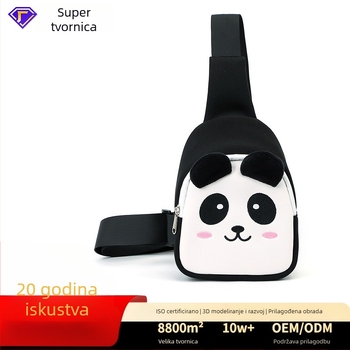 Dječja crossbody torba s Panda uzorkom, zatvaranje na zip, unutarnji džep sa zipom, diving tkanina