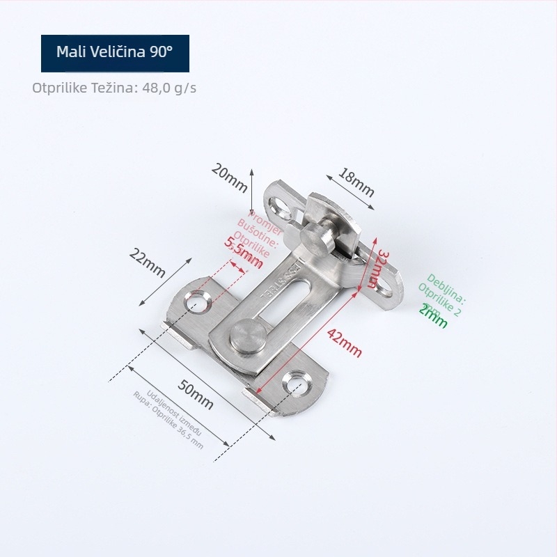 Hadibos 90° zatvarač za vrata – nehrđajući čelik, moderan stil, za vrata