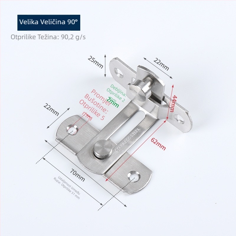 Hadibos 90° zatvarač za vrata – nehrđajući čelik, moderan stil, za vrata