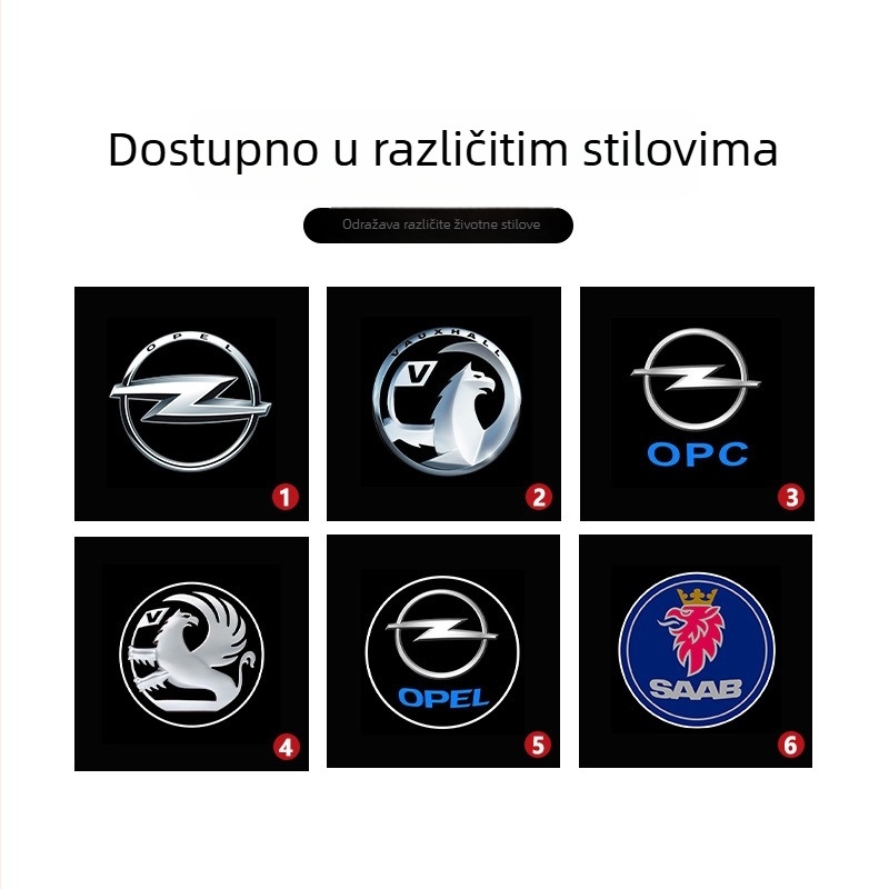 Opel-kompatibilno automobilno svjetlo za dobrodošlicu s projekcijom na vratima, 12V, 5W, model DBS0014