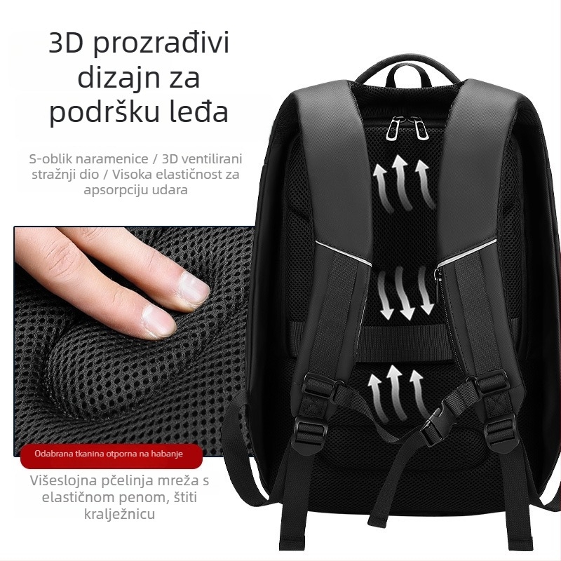Putni ranac s kapacitetom 20–35L, PVC materijal, vodootporan na prskanje, pogodan za 15,6-inčni prijenosnik, stil poslovnog putovanja