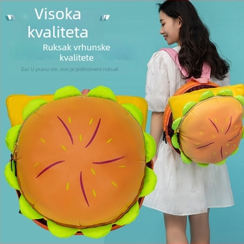 Ruksak u korejskom stilu, veliki kapacitet 36-55L, višeslojni dizajn, materijal Oxford tkanina + PU, uzorak hamburger