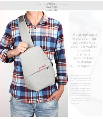 Muška torbica za prsa preko ramena, najlon, vodootporna, gradski stil (Materijal: najlon; Funkcija: vodootporna; Podstava: poliester; Stil: gradski; Kod proizvoda: 010A)