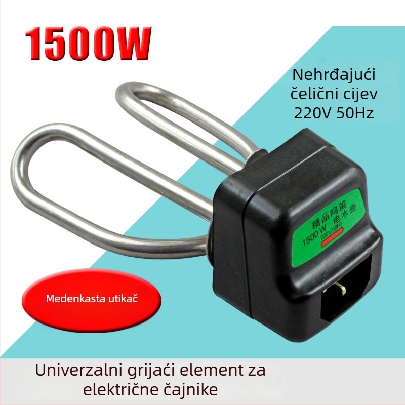 Električna grijna cijev za čajnik, zaštita od suhog paljenja, 1500W, bakrena podnož, univerzalni pribor za čajnike