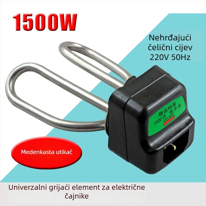 Električna grijna cijev za čajnik, zaštita od suhog paljenja, 1500W, bakrena podnož, univerzalni pribor za čajnike