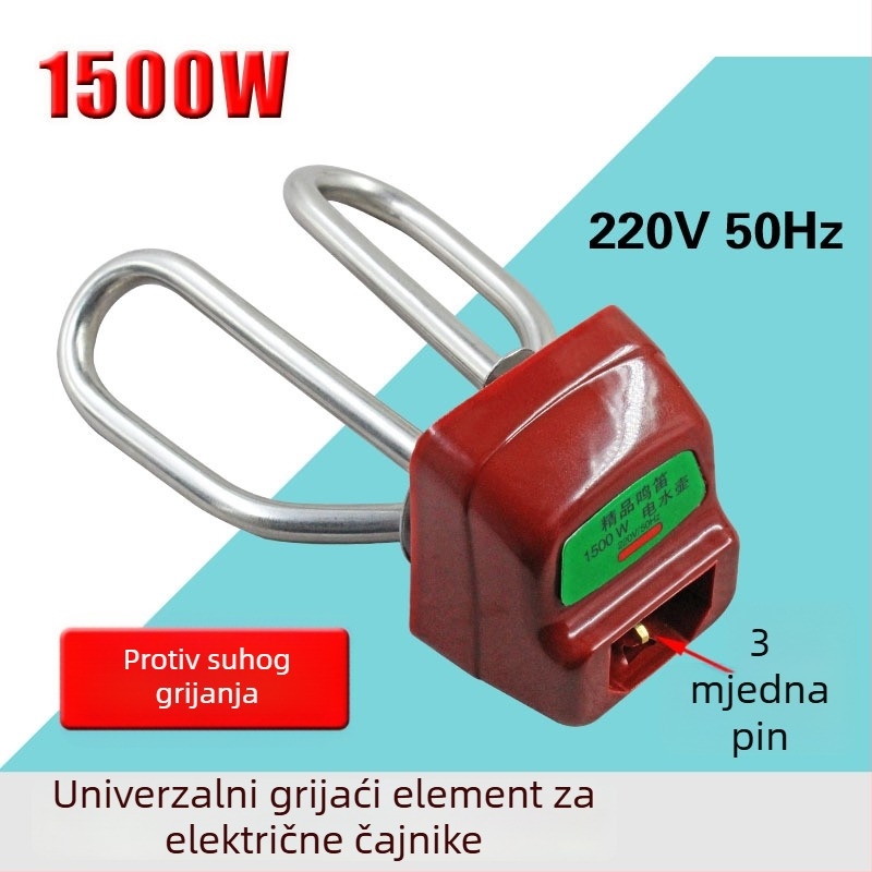Električna grijna cijev za čajnik, zaštita od suhog paljenja, 1500W, bakrena podnož, univerzalni pribor za čajnike