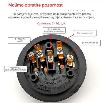Električni grijaći dodatak – bazni spojni prekidač s pet prstenova, snabdijevanje vodom i kontrola temperature za kuhalo i čajni set