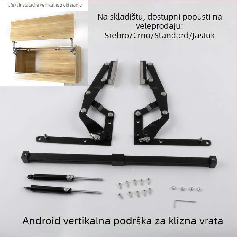 Vertikalni preklopni oslonac šipke za vrata ormara | Materijal: cinkova legura + željezo | Model: D-3401 | Stil: moderni minimalistički