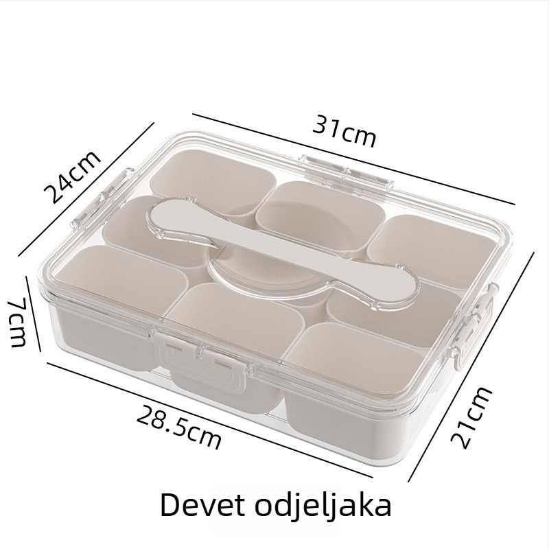 Plastična kutija za začine za suhe paprike, zatvorena, kvadratnog oblika, kapacitet 1–2 L, moderni minimalistički dizajn