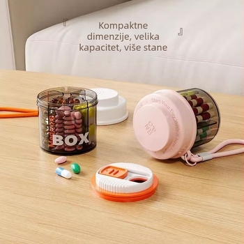 Kutija za tablete, Mini prenosni organizator za sedam dana, Polipropilen, s poklopcem, Uzorak slova