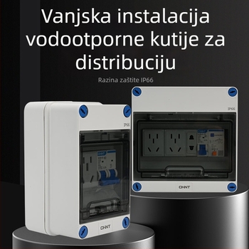 Vanjska IP66 vodootporna kutija za distribuciju, površinska montaža, serija NEX5-F, 4 kruga, nominalni tok 10 A