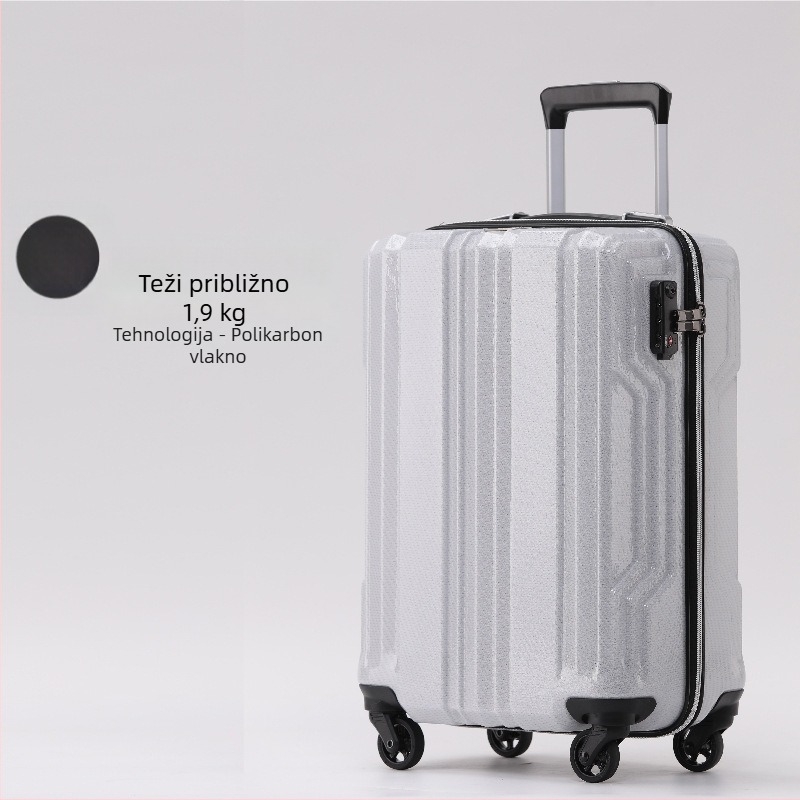 Karbonski kofer za ručnu prtljagu — ultralak, 1,9 kg, univerzalni kotači, zatvarač na zip, TSA zaključavanje s kodom
