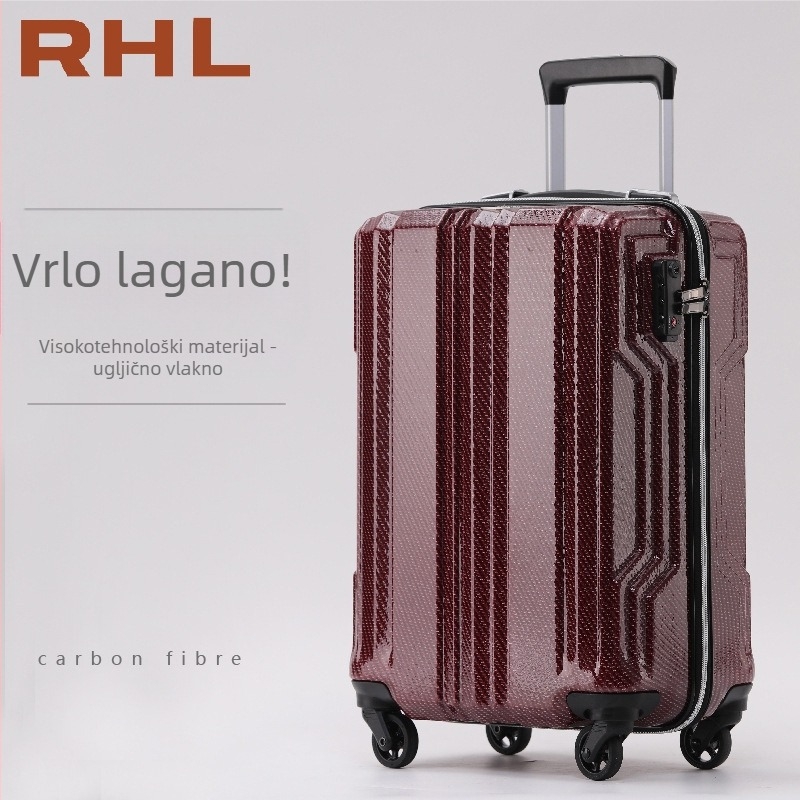 Karbonski kofer za ručnu prtljagu — ultralak, 1,9 kg, univerzalni kotači, zatvarač na zip, TSA zaključavanje s kodom