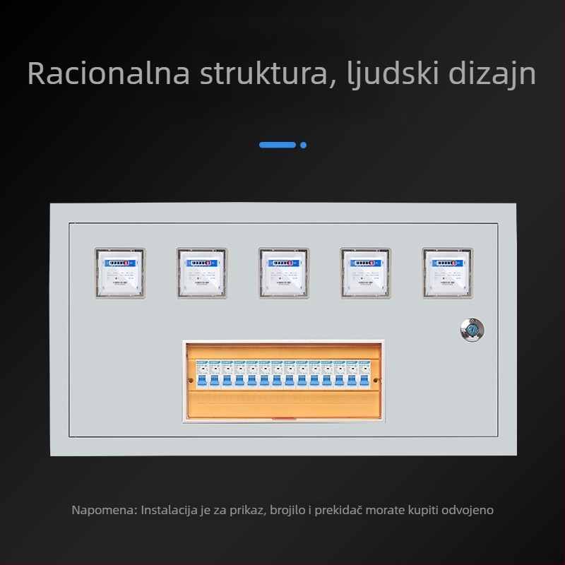 Kutija brojila za dvije kuće, jednofazna, montaža na površinu ili ugradnja, IP30 zaštita od kiše i prašine, kućište od hladno valjanog čelika, CCC certifikat