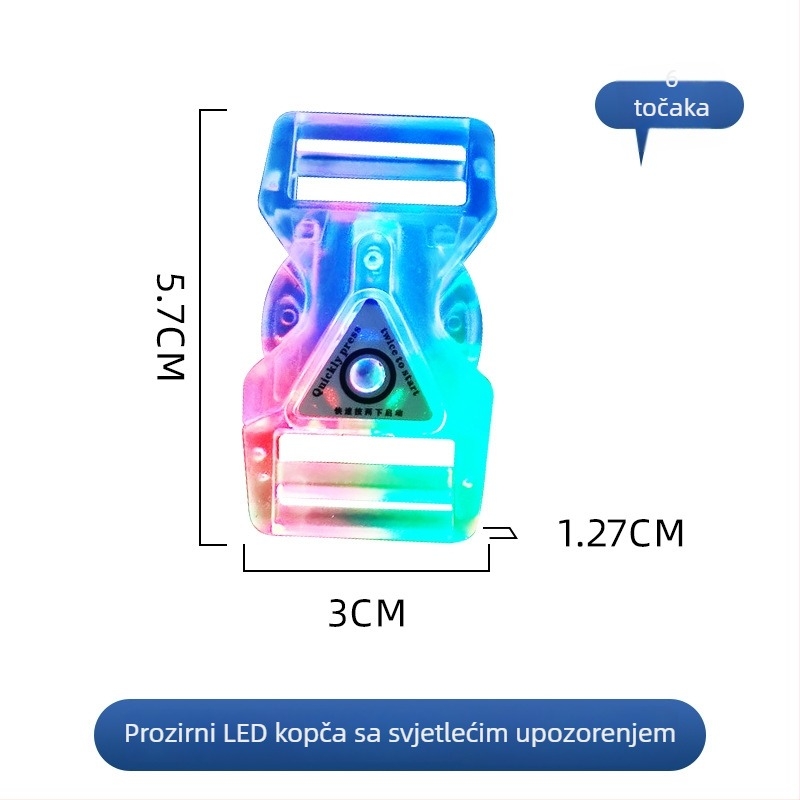 Prilagodljiva dvodijelna plastična kopča s prozirnim LED osvjetljenjem, za ruksake i kućne ljubimce