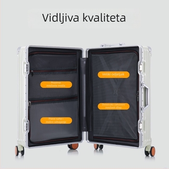 Punami kofer za ručnu prtljagu s aluminijskim okvirom i PC tijelo, protiv krađe, držač za čašu, univerzalni kotačići, za muškarce, poslovna putovanja, zima 2024