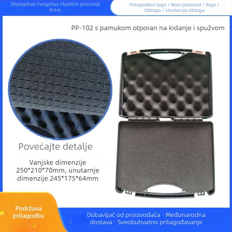Prijenosna kutija za alate – vodootporna s PP kućištem, nosivost 25 kg, plastično zaključavanje, unutarnja obloga od pjene i EVA