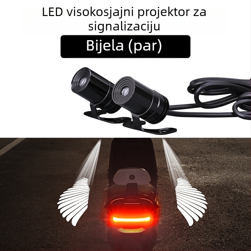 LED projektor svjetla s anđelovim krilima za motocikl – univerzalno, 12-24V, 3W, montaža u prednjem unutarnjem prostoru