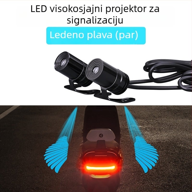 LED projektor svjetla s anđelovim krilima za motocikl – univerzalno, 12-24V, 3W, montaža u prednjem unutarnjem prostoru