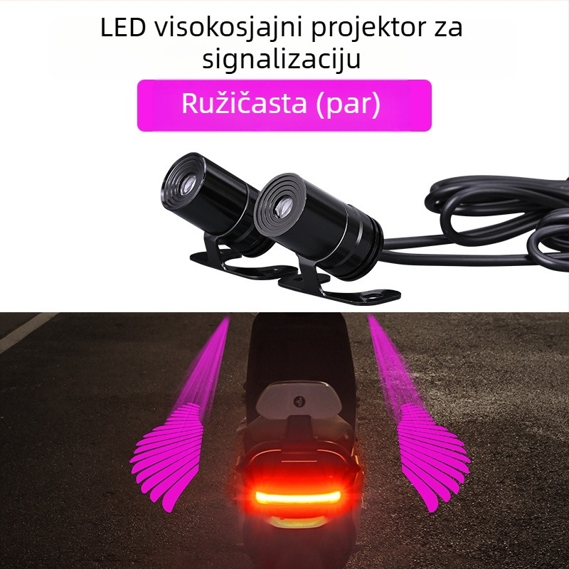 LED projektor svjetla s anđelovim krilima za motocikl – univerzalno, 12-24V, 3W, montaža u prednjem unutarnjem prostoru
