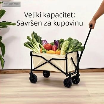 Sklopiva kolica s četiri kotača i čeličnim okvirom, prijenosni skladišni kolica s mogućnošću ispisa logotipa i prilagodbe