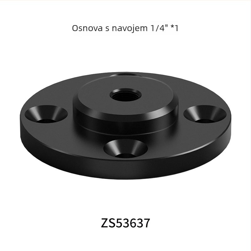 Držač flange za GoPro s 1/4-inč kuglastom glavom — aluminijski spoj, zidni ili stolni montaža, nosivost 2-5 kg.