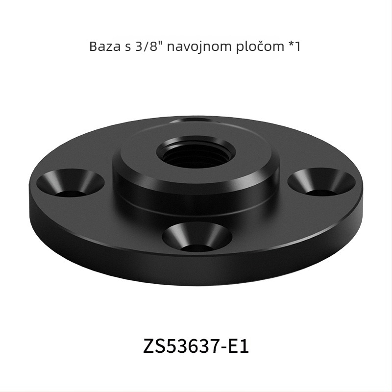 Držač flange za GoPro s 1/4-inč kuglastom glavom — aluminijski spoj, zidni ili stolni montaža, nosivost 2-5 kg.