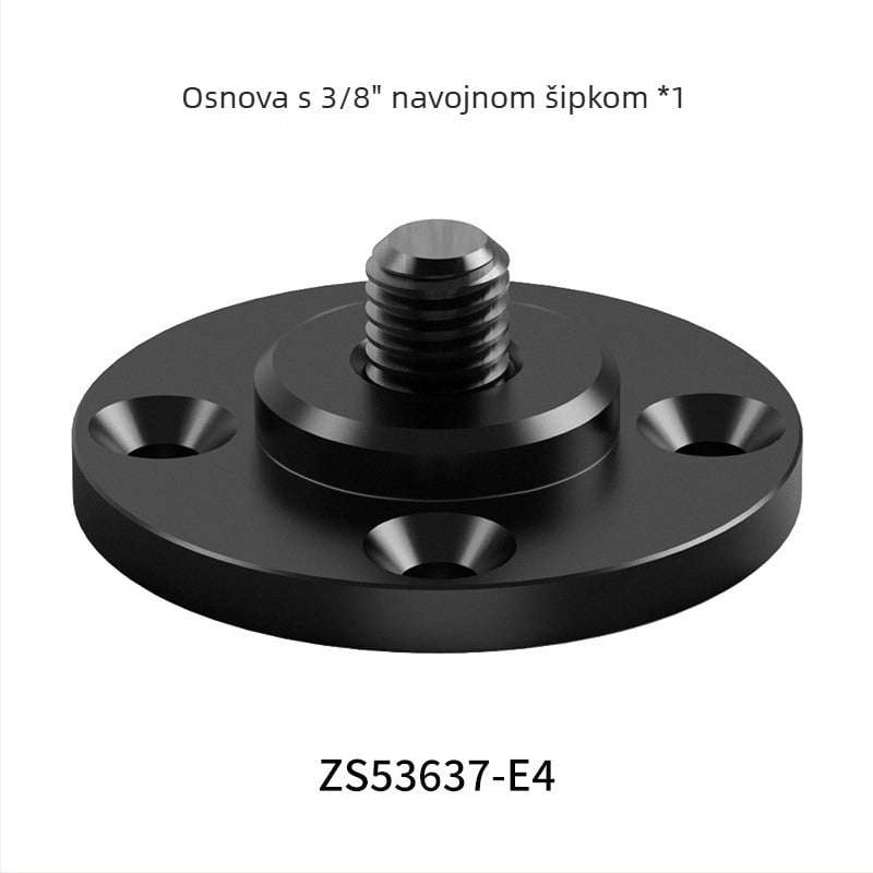 Držač flange za GoPro s 1/4-inč kuglastom glavom — aluminijski spoj, zidni ili stolni montaža, nosivost 2-5 kg.