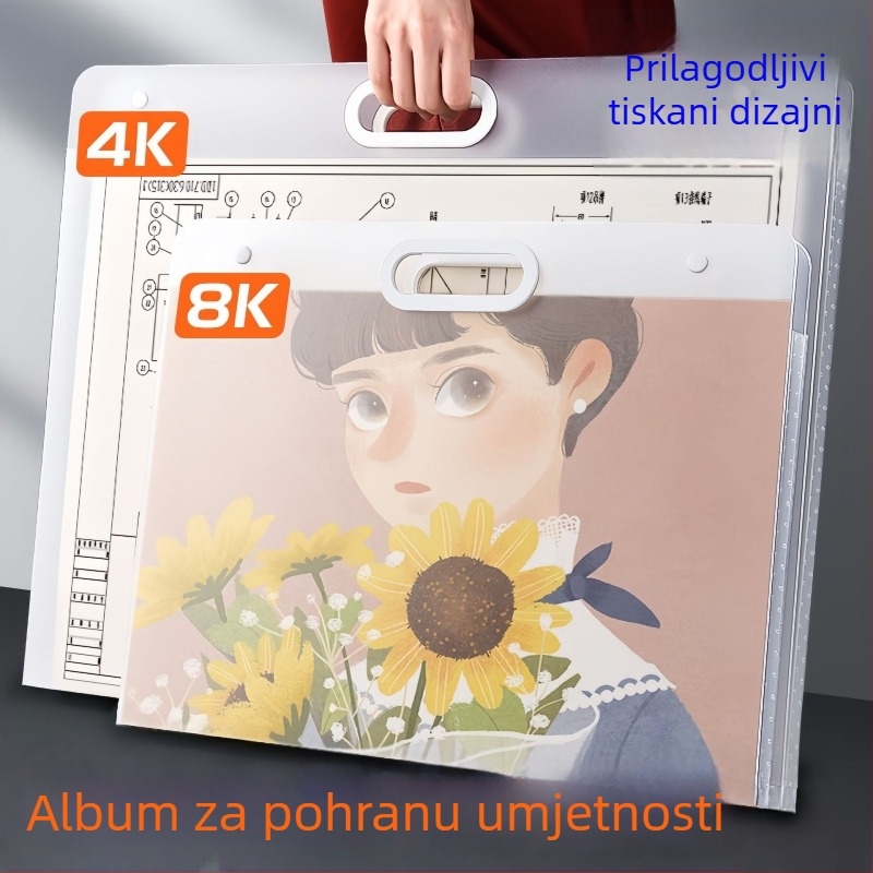 Album za pohranu umjetničkih djela — model crtačka torba, PP materijal, debljina 3 cm, prilagodba dostupna, tiskanje logotipa moguće