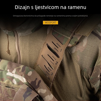 Taktički kamuflažni prsluk s brzo otpuštanje, podesivim rameni­ma, MOLLE sustavom, od najlona, za streljačke sportove