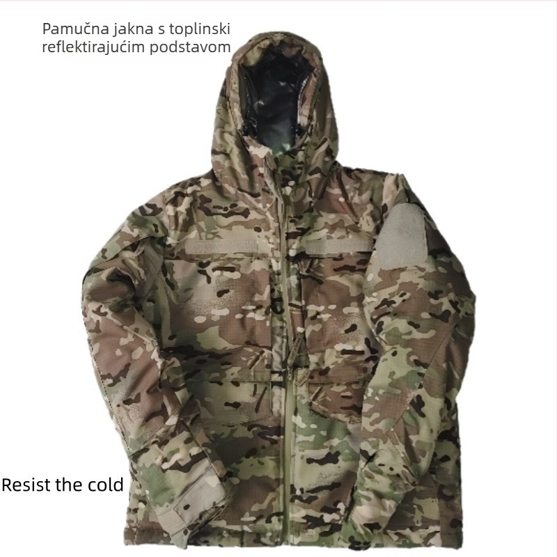YiTai pamučna jakna s toplinskim refleksom i hlače za ribolov, vodootporne, otporne na habanje, debele, s grafenom CP, američki stil